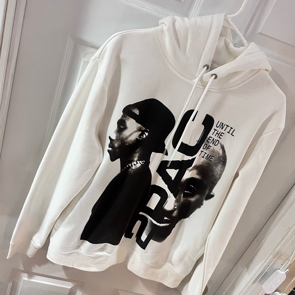 Tupac 2PAC Vintage Cream Logo Hoodie - Picture 2 of 4